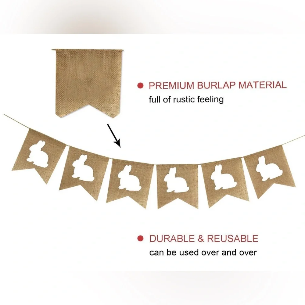 Bunny Burlap Garland Easter Baby Shower Nursery Decoration